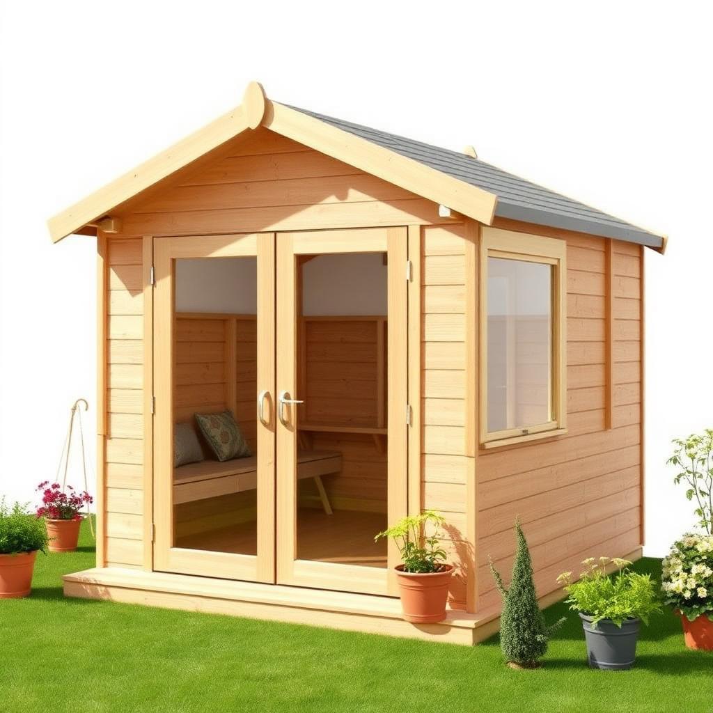Premium cedar garden room and potting shed with double glass doors, 2.5m by 2m